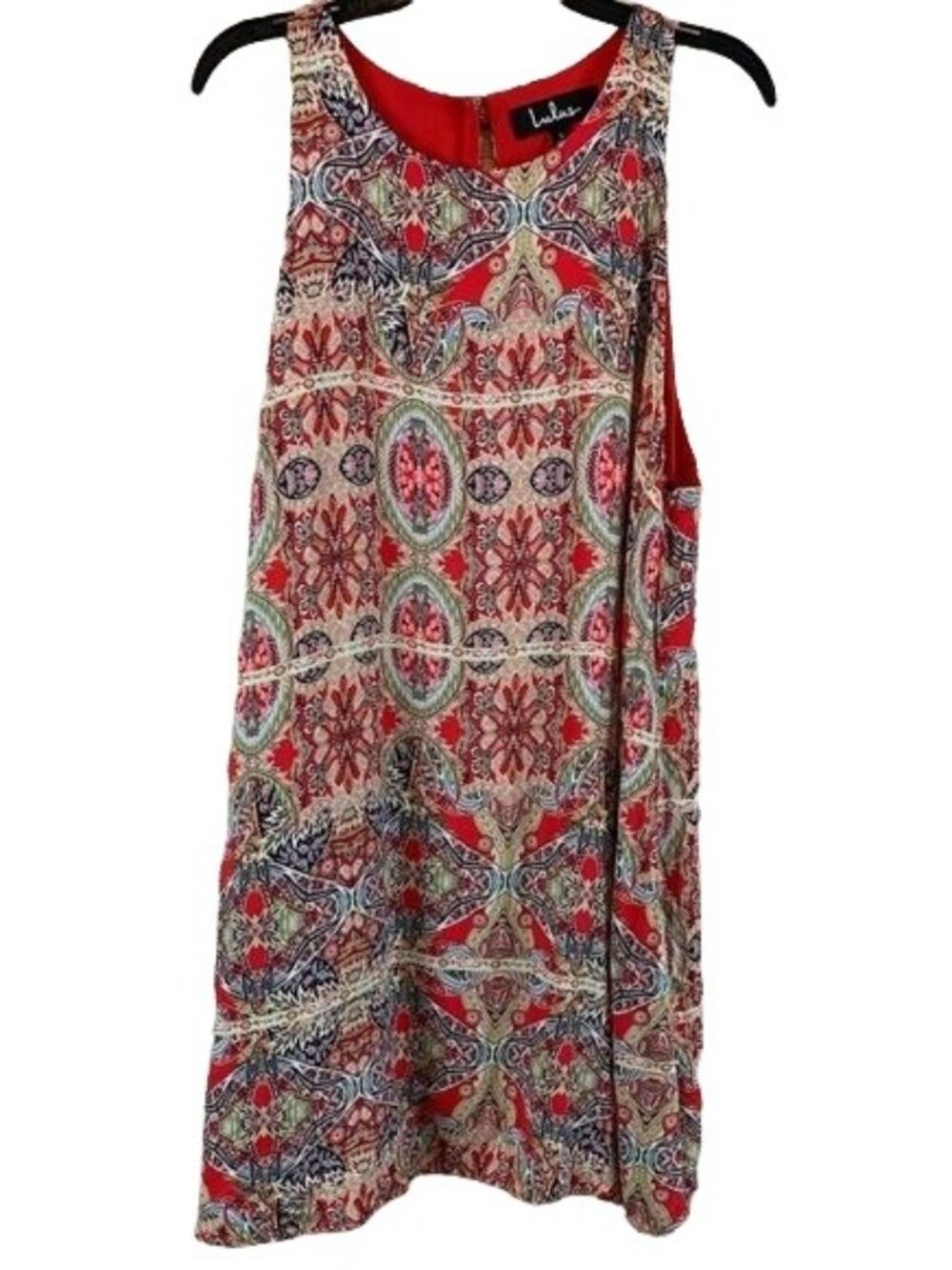 Lulu’s Regal Red Paisley Swing Lined Dress Shirt Womens Size Large